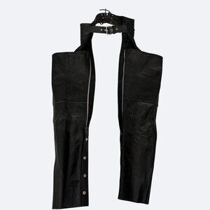 Hot Leathers Black Leather Motorcycle Riding Biker Chaps Size S Men Women NWT